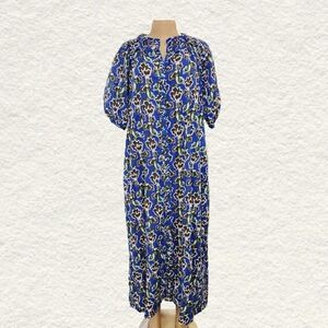 Elegant Blue Floral Maxi Dress